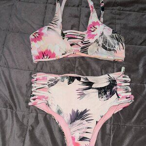 Women High Waisted Swimsuits Floral Print Bikini Set 2 Piece Bathing Suit